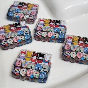 Bunny Squad Focal Bead Easter 2 Pc Acrylic Beaded Pen Keychain Crafts Jewelry